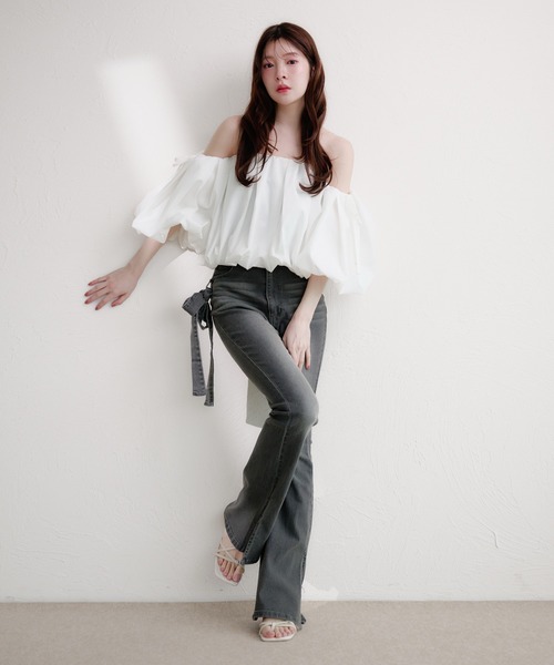 fupel ブラウス シャツ volume off-shoulder blouse / ボリュームオフ