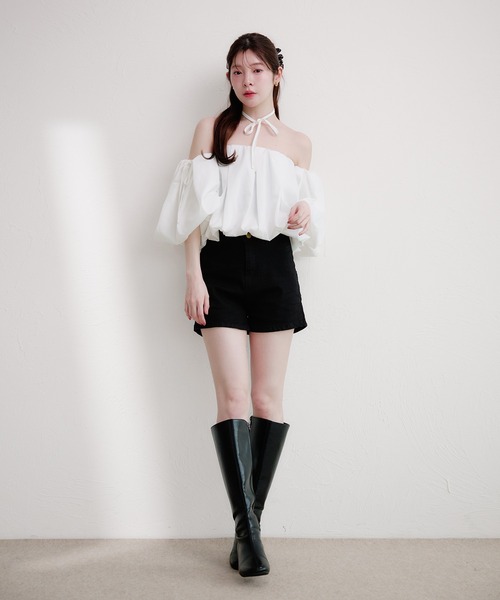 Andequal ボリュームオフショルダーブラウス fupel ブラウス シャツ volume off-shoulder blouse / ボリュームオフ