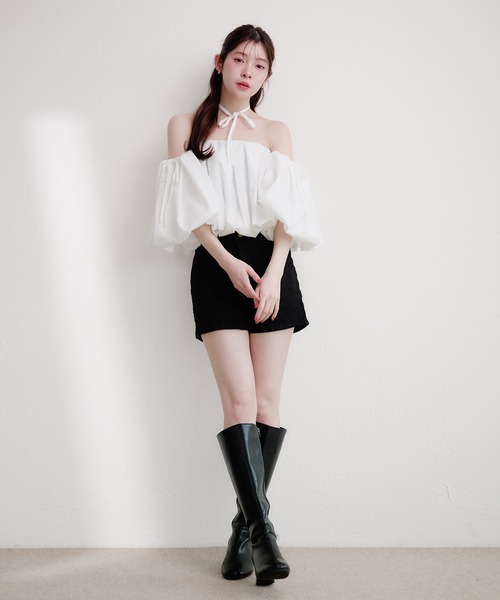 fupel ブラウス シャツ volume off-shoulder blouse / ボリュームオフ