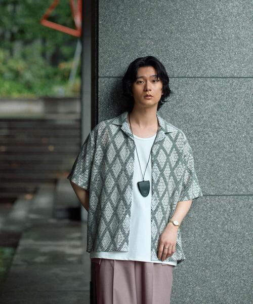 NANO universe（ナノ・ユニバース） シャツ 半袖 ダイヤレース