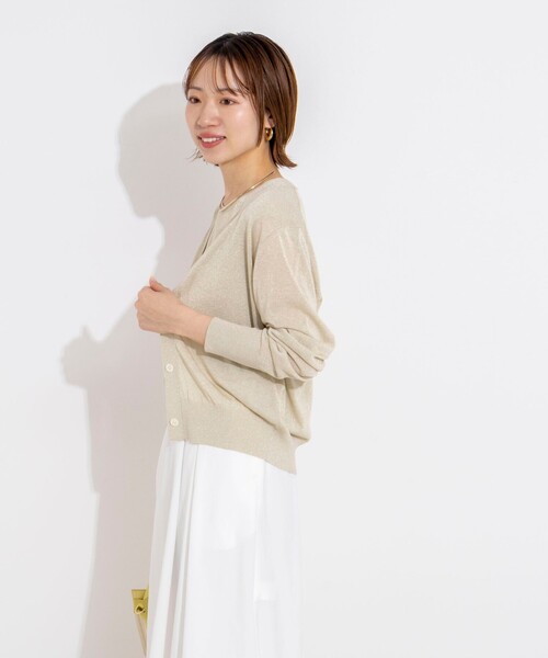 カーディガン 「手洗い可能/アンサンブル対応」ラメVネックカーディガン レディースの画像