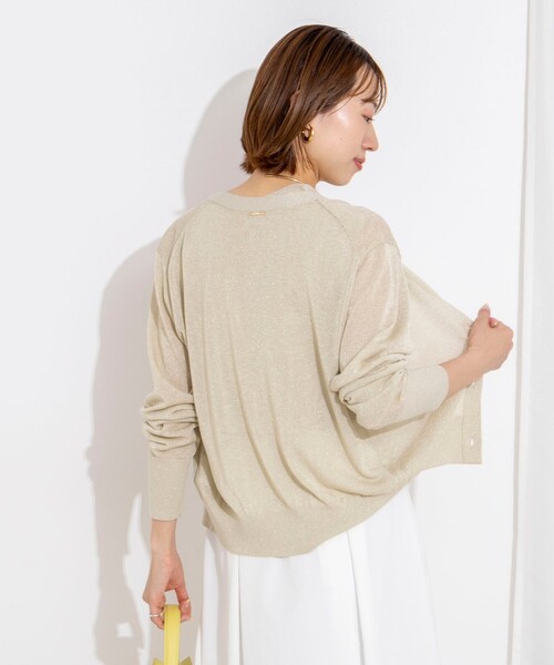 カーディガン 「手洗い可能/アンサンブル対応」ラメVネックカーディガン レディースの画像