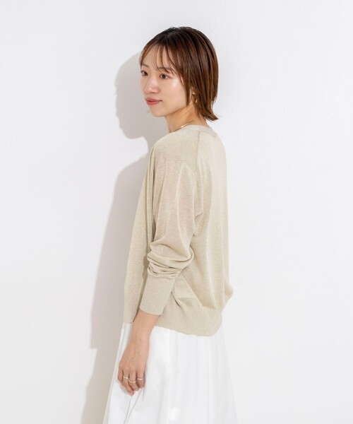 カーディガン 「手洗い可能/アンサンブル対応」ラメVネックカーディガン レディースの画像