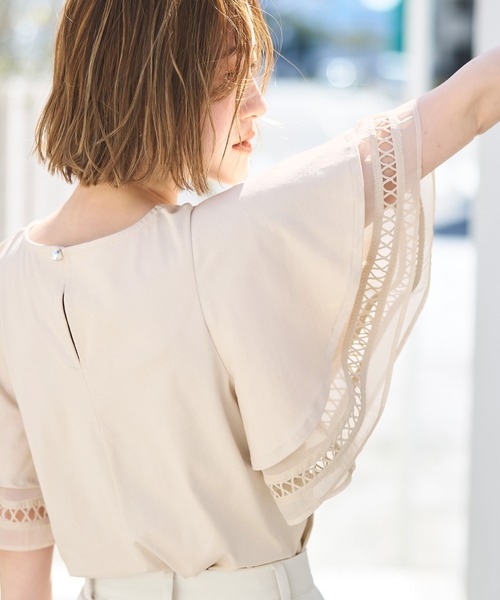 「RUIRUE BOUTIQUE」 半袖ブラウス L ベージュ レディース_画像4
