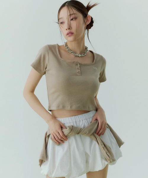 「EIMY ISTOIRE」 半袖カットソー F ベージュ レディース_画像8