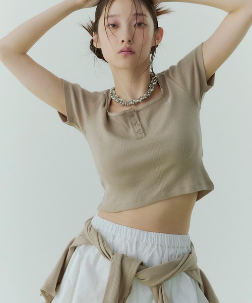 「EIMY ISTOIRE」 半袖カットソー F ベージュ レディース_画像9