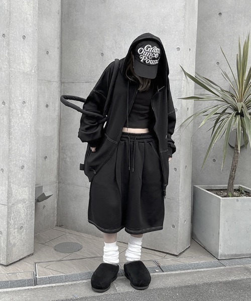 YACA（ヤーカ） パーカー Out Stitch Over Zip Parka/アウトステッチ