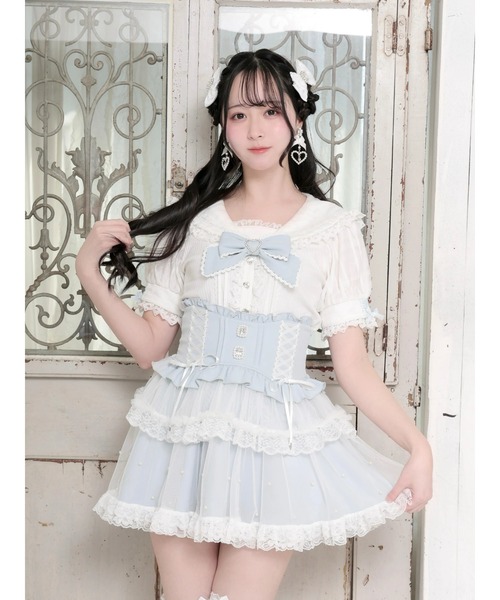 NOEMIE（ノエミー） tシャツ 半袖 シアーチェックハートバックル