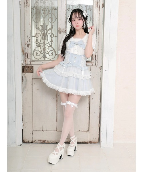 NOEMIE（ノエミー） tシャツ 半袖 シアーチェックハートバックル