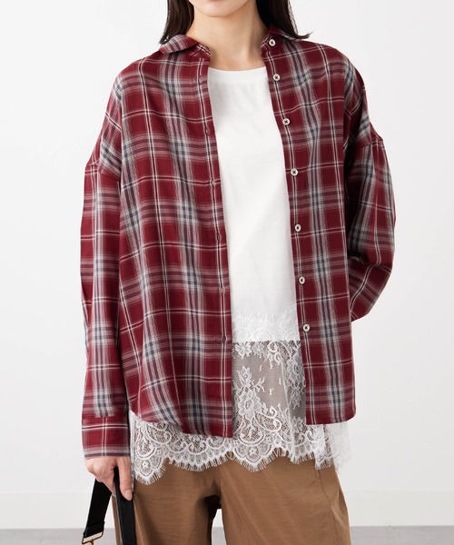 ブラウス シャツ サラッと軽いチェック柄シャツチュニック レディース | BELLUNA PLUS