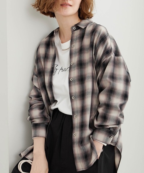 ブラウス シャツ サラッと軽いチェック柄シャツチュニック レディース | BELLUNA PLUS | 10