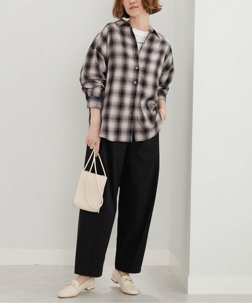 ブラウス シャツ サラッと軽いチェック柄シャツチュニック レディース | BELLUNA PLUS | 13