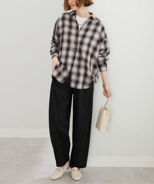 ブラウス シャツ サラッと軽いチェック柄シャツチュニック レディース | BELLUNA PLUS | 14
