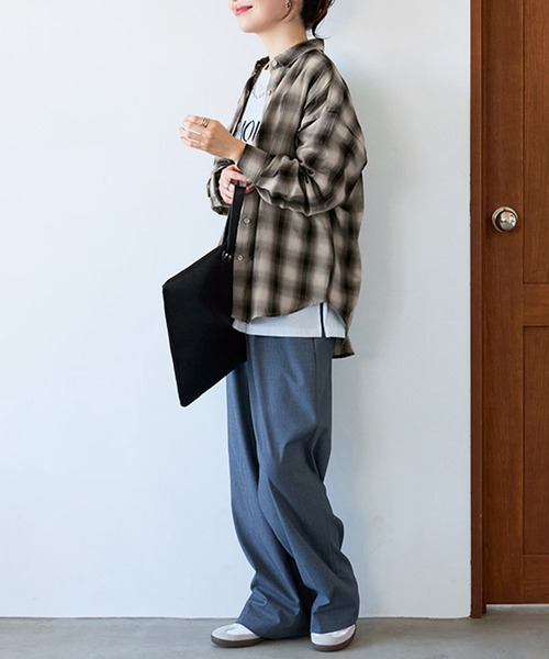 ブラウス シャツ サラッと軽いチェック柄シャツチュニック レディース | BELLUNA PLUS | 22