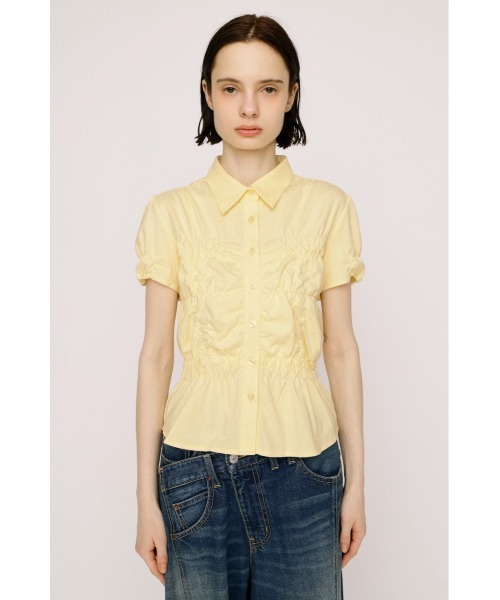 SLY（スライ） ブラウス シャツ 半袖 RANDOM SHIRRING CUT TOPS