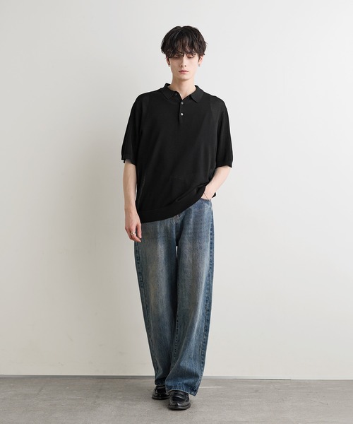 「ASTRONOMY」 「cathy’s closet」半袖ニット L ブラック メンズ_画像5