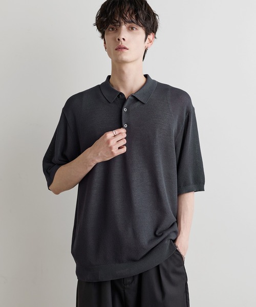 「ASTRONOMY」 「cathy’s closet」半袖ニット L ブラック メンズ_画像9