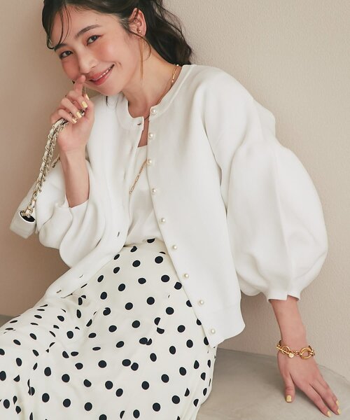 ラブティックボンボン　パールボタン ぽわん袖 ニットカーディガン La boutique Bonbon（ラブティックボンボン） カーディガン 「復刻