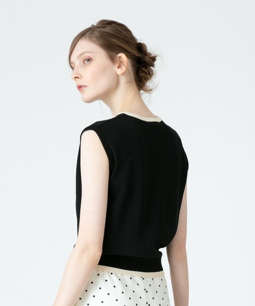 「LOULOU WILLOUGHBY」 ノースリーブニット 2 オフホワイト レディース_画像3