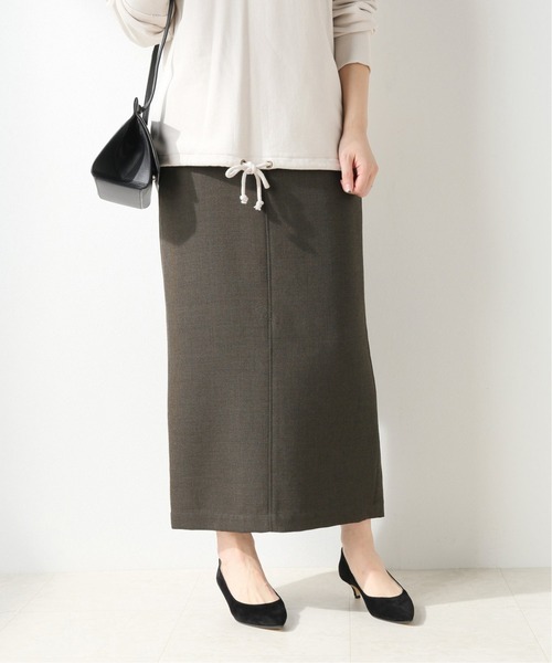 SLOBE IENA スカート ウール混ツイルロングタイトスカート