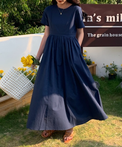 ハイウエストギャザーマキシ丈ワンピース トワルドジュイ柄