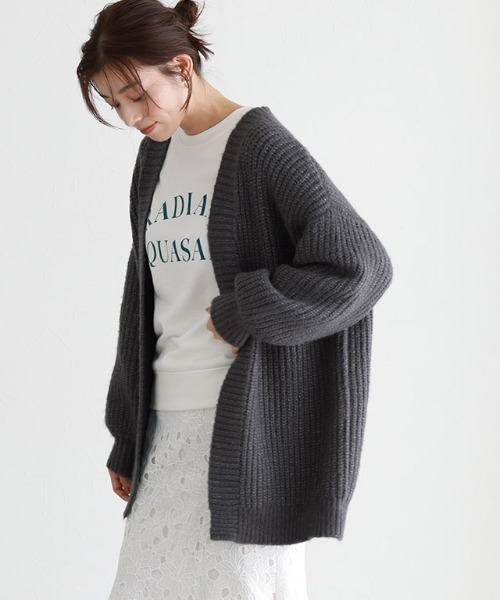 ウール ローゲージ カーディガン Pierrot（ピエロ） カーディガン ローゲージニットカーディガン