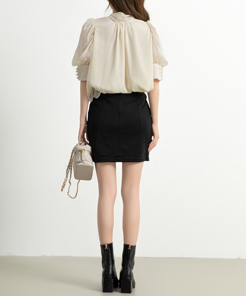DAY CLOSET ブラウス シャツ レディース 半袖ボウタイリボン