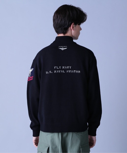 AVIREX（アヴィレックス） カーディガン NAVAL STAND COLLAR ZIP KNIT