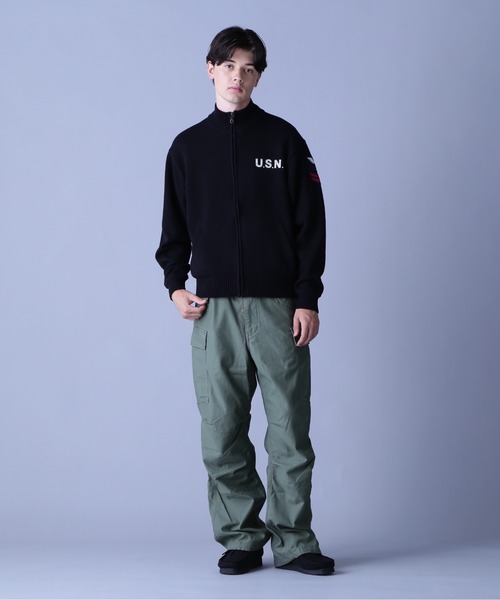 AVIREX（アヴィレックス） カーディガン NAVAL STAND COLLAR ZIP KNIT