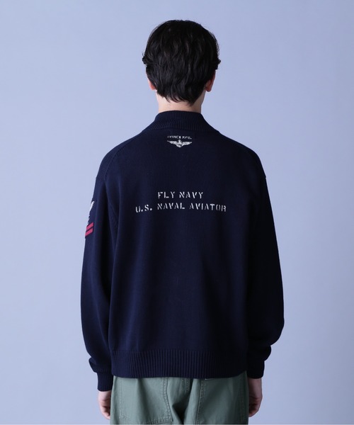 AVIREX（アヴィレックス） カーディガン NAVAL STAND COLLAR ZIP KNIT