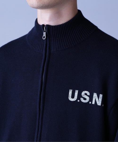 AVIREX（アヴィレックス） カーディガン NAVAL STAND COLLAR ZIP KNIT