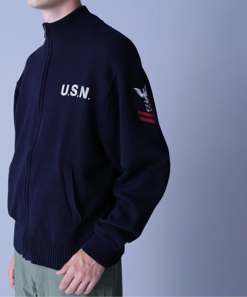 AVIREX（アヴィレックス） カーディガン NAVAL STAND COLLAR ZIP KNIT