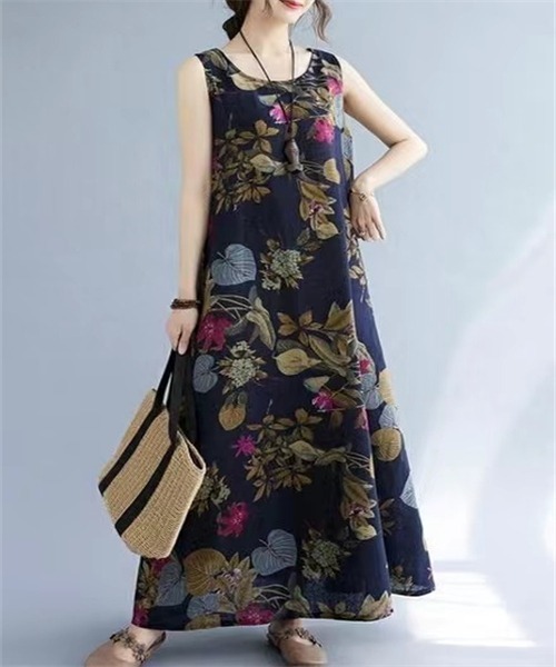 ［タグ付き新品］LIFE WITH FLOWERS ノースリーブ ワンピース 楽天市場】【送料無料】Asian flower レトロフラワー
