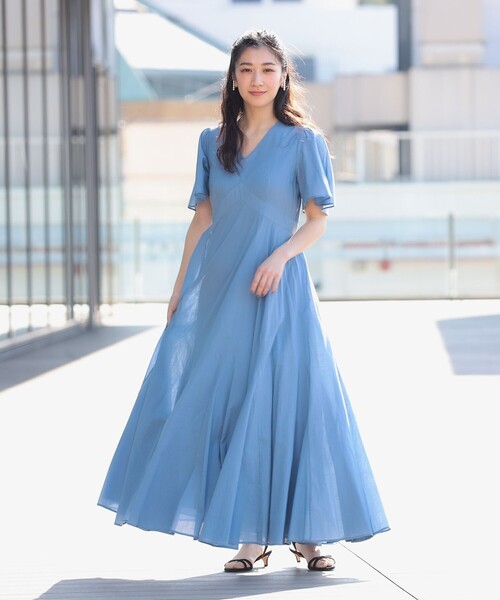 パキラです　入学式　Beams 水色　ワンピース BEAMS HEART（ビームス ハート）ギャザー スキッパー ワンピース