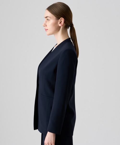 ANAYI ジャケット ノーカラージャケット ストレッチクロスノー