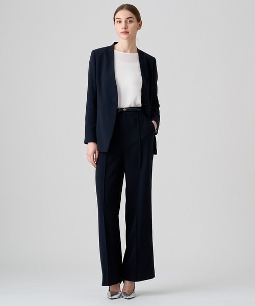 ANAYI ジャケット ノーカラージャケット ストレッチクロスノー