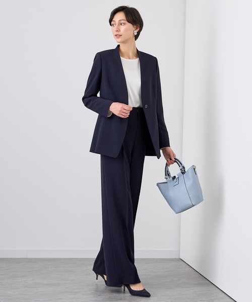 アナイ　ストレッチクロスノーカラー ジャケット ANAYI ジャケット ノーカラージャケット ストレッチクロスノー