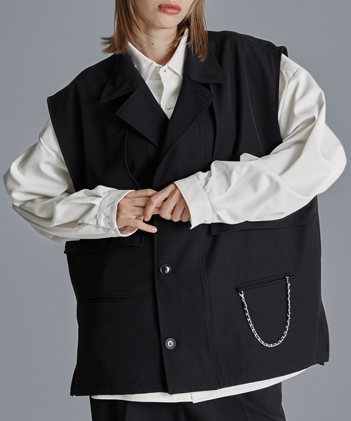 ASTRAET アストラット　トレンチ　ベスト　ジレ Alfred Alex】drape side ring code double gilet / TR-TW