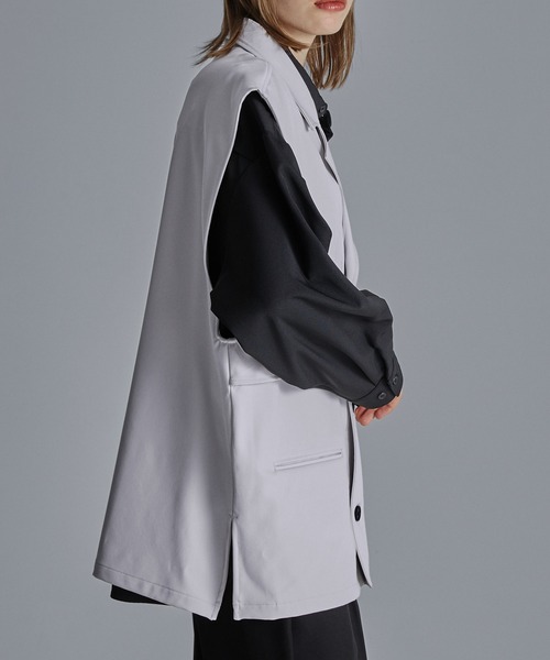 ベスト ジレ ドレープモード チェーントレンチジレベスト「セットアップ対応」 メンズ レディース | Loose | 18