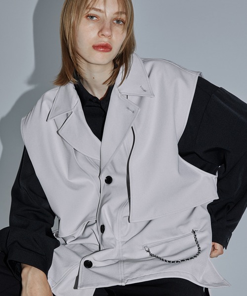 ベスト ジレ ドレープモード チェーントレンチジレベスト「セットアップ対応」 メンズ レディース | Loose | 20