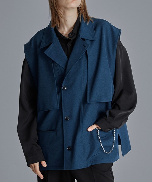 ベスト ジレ ドレープモード チェーントレンチジレベスト「セットアップ対応」 メンズ レディース | Loose | 16