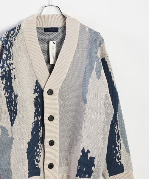WESTSEA（ウエストシー） カーディガン オーバーサイズ総柄Vネック