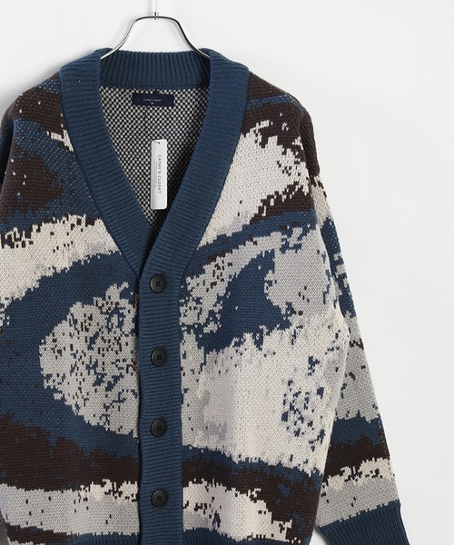 WESTSEA（ウエストシー） カーディガン オーバーサイズ総柄Vネック
