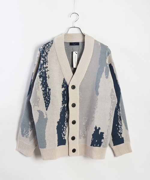 WESTSEA（ウエストシー） カーディガン オーバーサイズ総柄Vネック