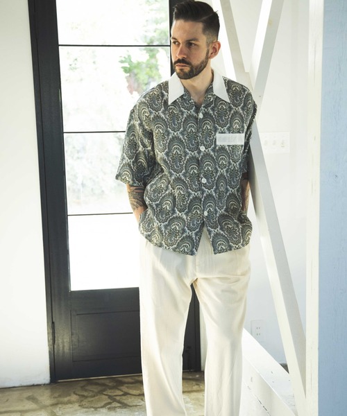 MR.OLIVE / RETRO POLYESTER TWILL / BELTED WIDE TAPERED PANTS