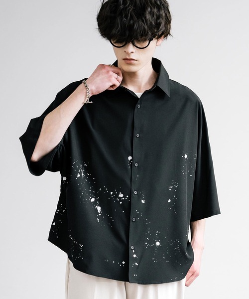 ROKKAN シャツ LLサイズ Rocky Monroe シャツ オーバーサイズスプラッシュ柄ドルマン
