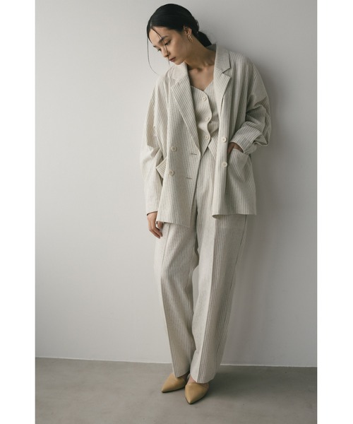 STYLEMIXER ベスト ジレ リネンミックスカーブネックベスト レディース