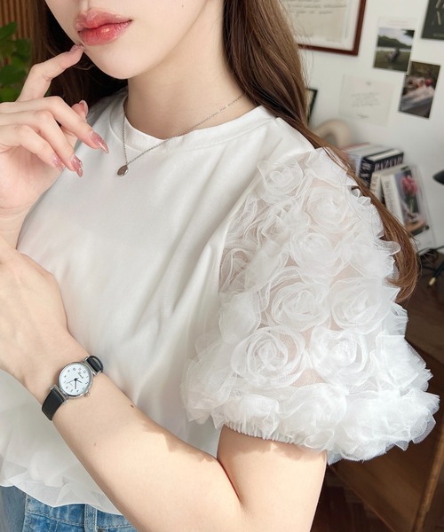 ホワイト パフスリーブ Tシャツ 新品未使用品ホワイト パフスリーブ Tシャツ Mサイズ - メルカリ