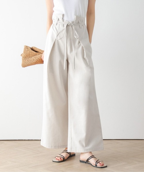 La-gemme パンツ リネンミックスワイドパンツ レディース
