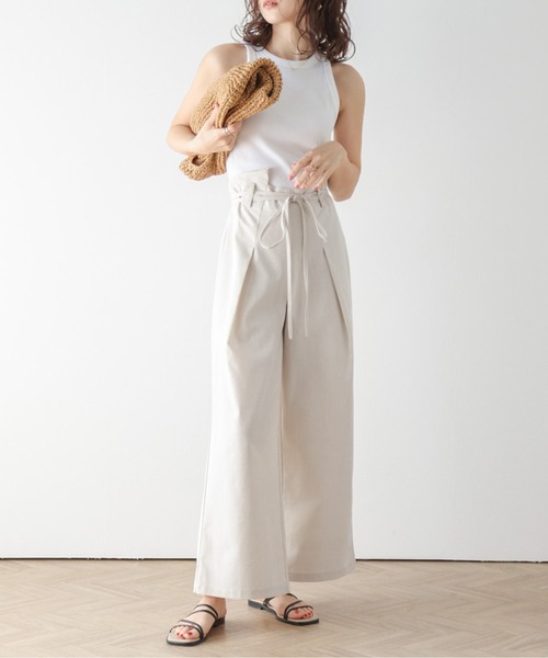 La-gemme パンツ リネンミックスワイドパンツ レディース